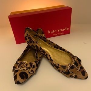 Never Worn!! Kate Spade Leopard Haircalf Flats size 8.5
